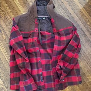 Marmot Red and Brown Plaid Shirt Jacket